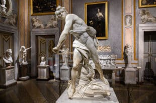 the instant before David releases the stone sculpture Bernini Bo
